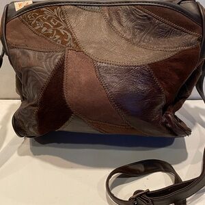 NWT & Vintage 1980s Authentic Leather & Suede Patchwork Shoulder Bag